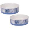 imageBone Dry Pet Bowl Collection Ceramic Set Small Marble 2 Count WhiteBlue
