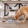 imageBone Dry Pet Bowl Collection Ceramic Set Small Marble 2 Count WhiteBlue