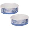 imageBone Dry Pet Bowl Collection Ceramic Set Small Marble 2 Count WhiteBlue