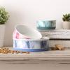 imageBone Dry Pet Bowl Collection Ceramic Set Small Marble 2 Count WhitePink