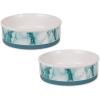 imageBone Dry Pet Bowl Collection Ceramic Set Small Marble 2 Count WhiteTeal