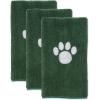imageBone Dry Pet Grooming Towel Collection Embroidered Absorbent Microfiber Drying Set 15x30 Pink 3 CountHunter Green
