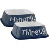 imageBone Dry Hungry ampamp Thirsty Pet Bowl 675 x 675 x 2 Nautical Blue 2 PieceNautical Blue