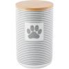imageBone Dry Paw ampamp Patch Ceramic Pet Collection Treat Canister 4x65 GrayGray Stripe