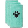 imageBone Dry Pet Grooming Towel Collection Embroidered Absorbent Microfiber Drying Set 15x30 Pink 3 CountAqua
