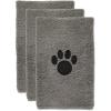 imageBone Dry Pet Grooming Towel Collection Embroidered Absorbent Microfiber Drying Set 15x30 Pink 3 CountGray