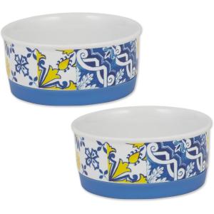 imageBone Dry Ceramic Food ampamp Water Bowls for Pets NonSlip for Secure Less Messy Feeding Microwave ampamp Dishwasher Safe Single Dish Large 75x24quot Red White ampamp BlueAzulejos Tile