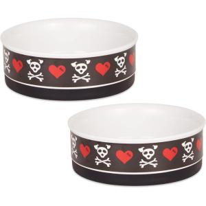 imageBone Dry Ceramic Food ampamp Water Bowls for Pets NonSlip for Secure Less Messy Feeding Microwave ampamp Dishwasher Safe Single Dish Large 75x24quot Red White ampamp BlueBad to the Bone