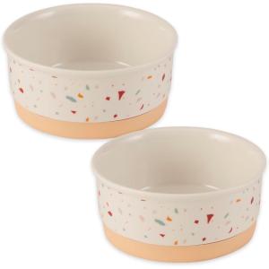 imageBone Dry Ceramic Food ampamp Water Bowls for Pets NonSlip for Secure Less Messy Feeding Microwave ampamp Dishwasher Safe Single Dish Large 75x24quot Red White ampamp BlueTerrazzo