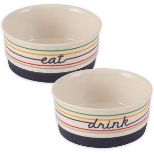 imageBone Dry Ceramic Food ampamp Water Bowls for Pets NonSlip for Secure Less Messy Feeding Microwave ampamp Dishwasher Safe Single Dish Large 75x24quot Red White ampamp BlueEatDrink