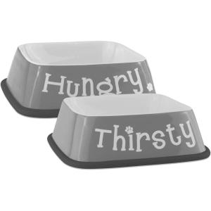 imageBone Dry Hungry ampamp Thirsty Pet Bowl 675 x 675 x 2 Nautical Blue 2 PieceGray