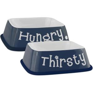 imageBone Dry Hungry ampamp Thirsty Pet Bowl 675 x 675 x 2 Nautical Blue 2 PieceNautical Blue