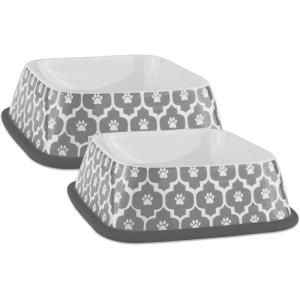 imageBone Dry Lattice Collection Pet Bowl ampamp Canister Large Set 75x24quot Nautical Blue 2 PieceGray