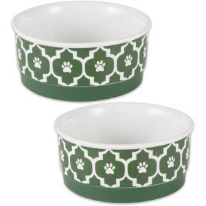 imageBone Dry Lattice Collection Pet Bowl ampamp Canister Large Set 75x24quot Nautical Blue 2 PieceHunter Green