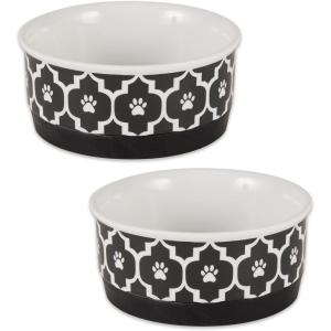 imageBone Dry Lattice Collection Pet Bowl ampamp Canister Single Dish Large 75x24quot Nautical BlueBlack