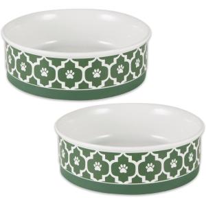 imageBone Dry Lattice Collection Pet Bowl ampamp Canister Single Dish Large 75x24quot Nautical BlueHunter Green