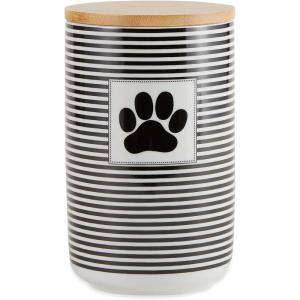 imageBone Dry Paw ampamp Patch Ceramic Pet Collection Treat Canister 4x65 GrayBlack Stripe