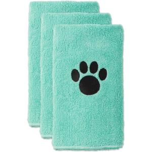 imageBone Dry Pet Grooming Towel Collection Embroidered Absorbent Microfiber Drying Set 15x30 Pink 3 CountAqua