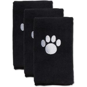 imageBone Dry Pet Grooming Towel Collection Embroidered Absorbent Microfiber Drying Set 15x30 Pink 3 CountBlack