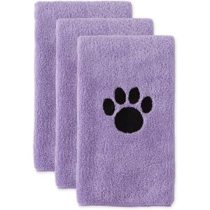 imageBone Dry Pet Grooming Towel Collection Embroidered Absorbent Microfiber Drying Set 15x30 Pink 3 CountLavender