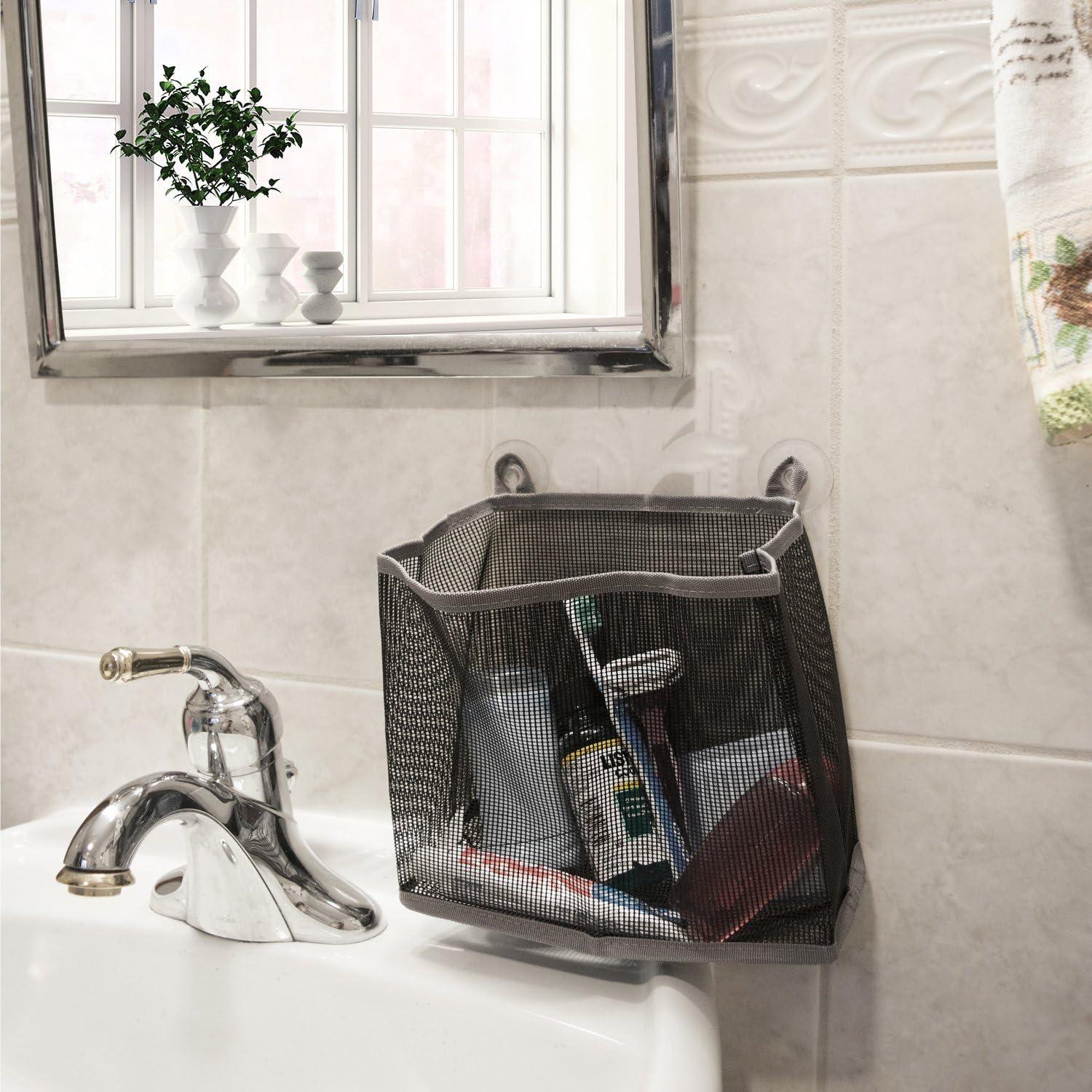 imageDII Bathroom Mesh Caddy Suction Organizer Small Set Gray 2 PieceSet of 2  Large