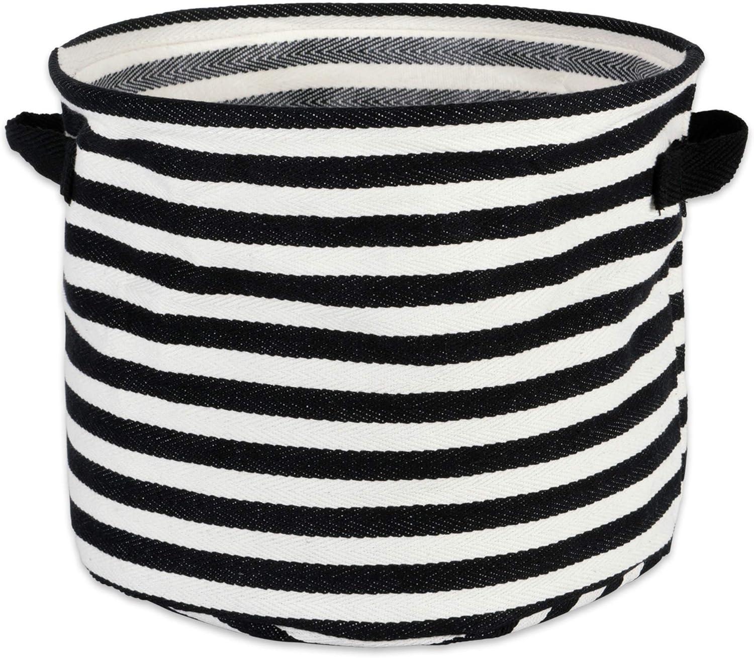 imageDII Cabana Stripe Laundry Collection Waterproof Hamper Assorted Round Black 3 Piece