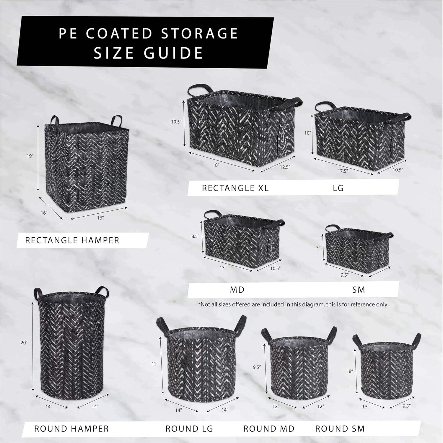 imageDII Cabana Stripe Laundry Collection Waterproof Hamper Assorted Round Black 3 Piece