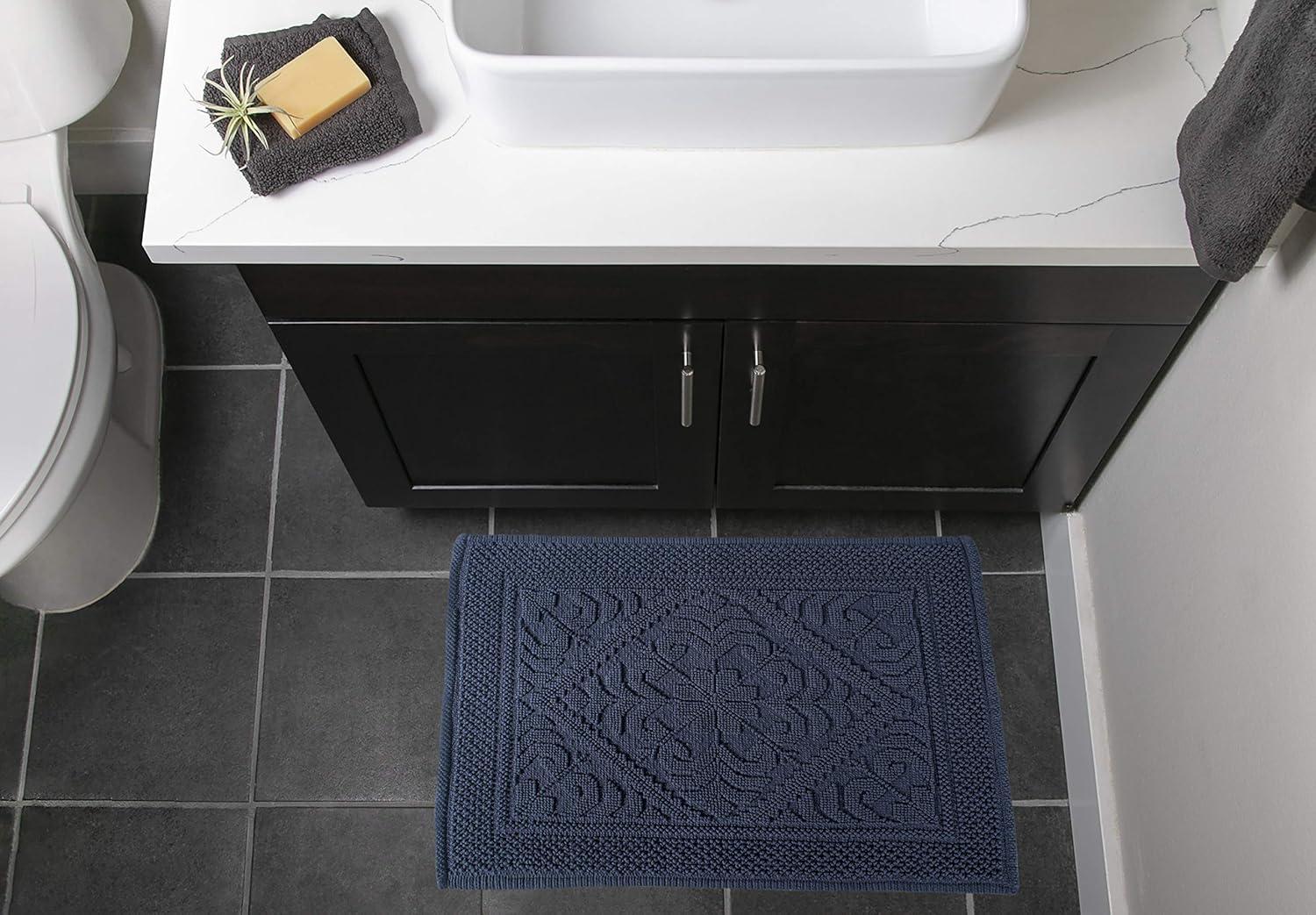 imageDII Decorative Jacquard Bath Rug 20x31 NavyNavy Damask
