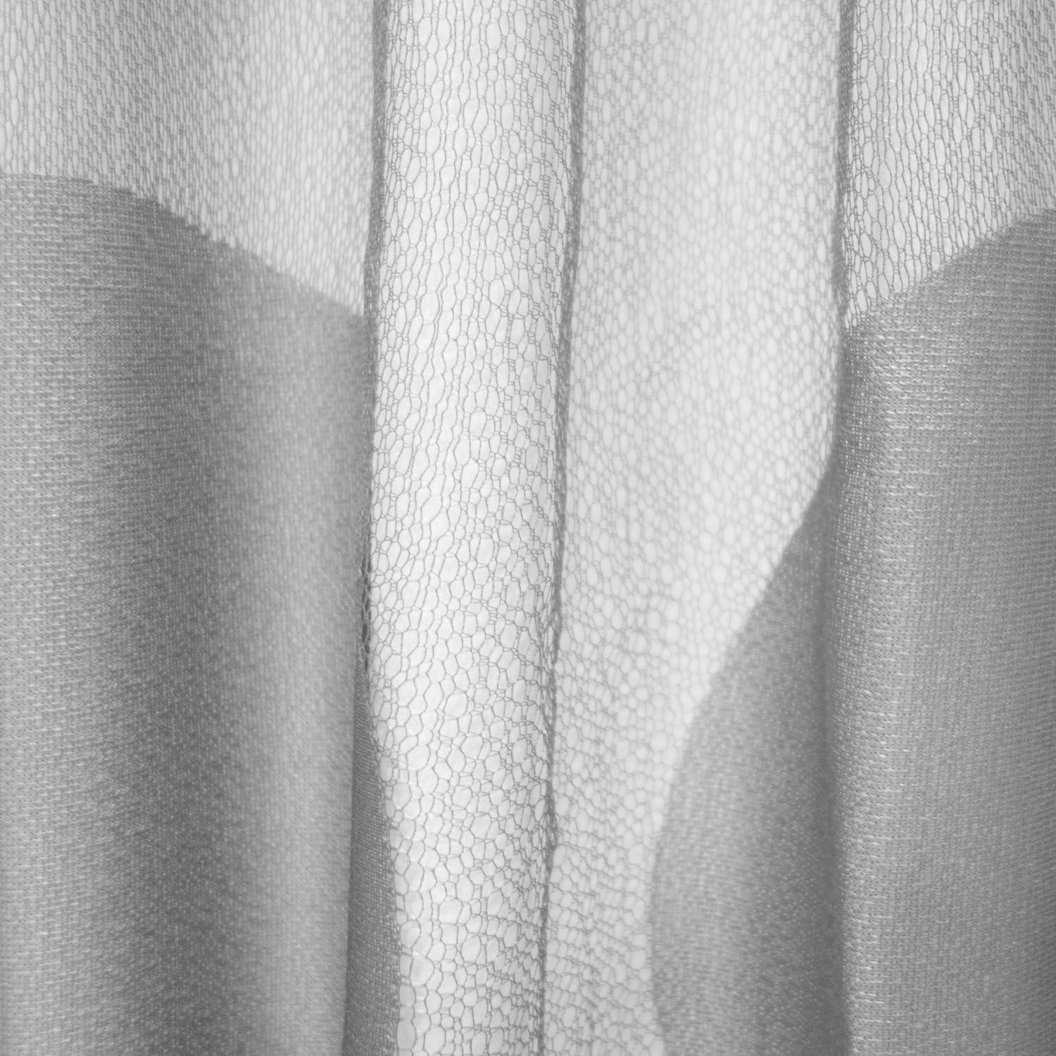 imageDII Translucent Lace Shower Curtain 72x72 Flower Blossom WhiteCircle Gray