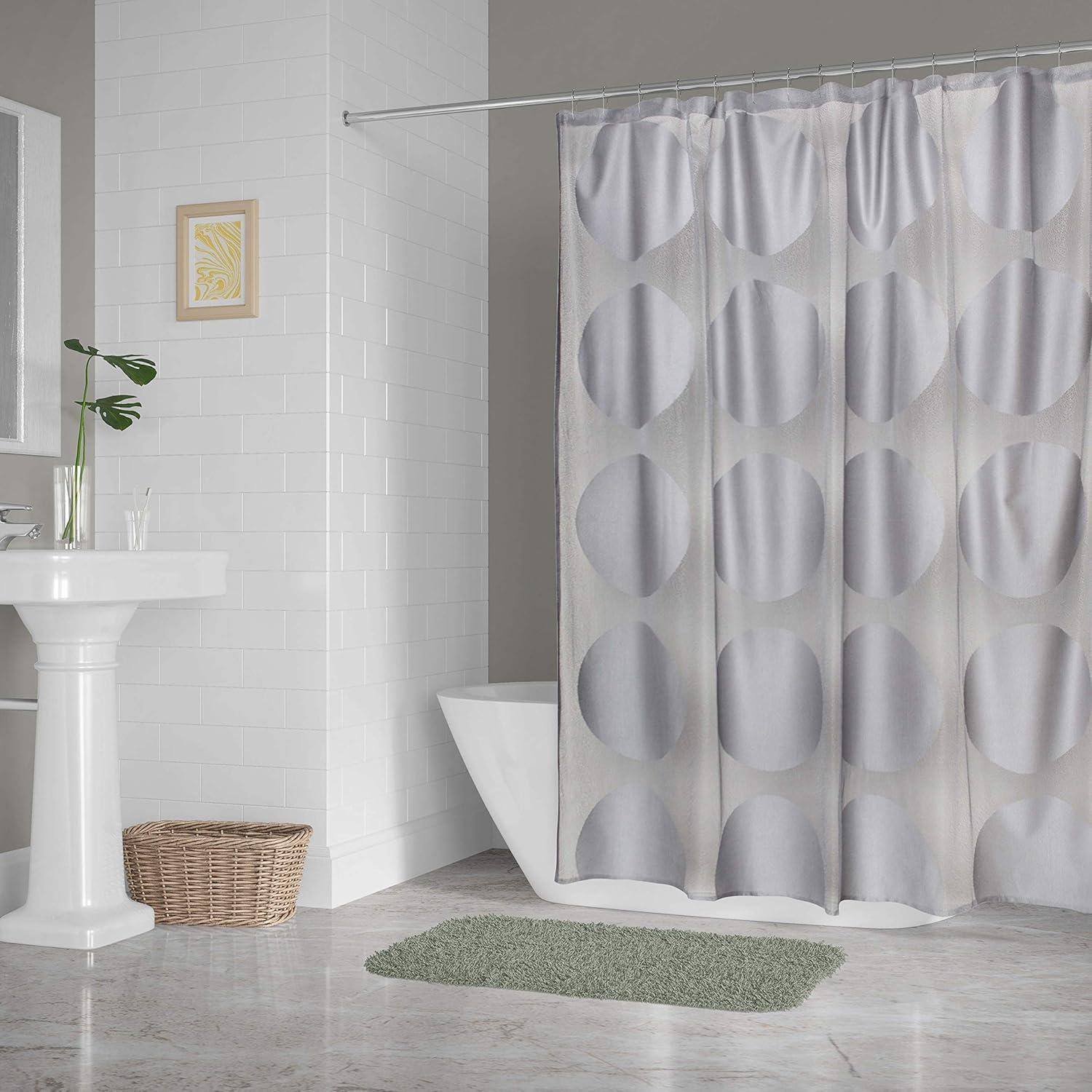 imageDII Translucent Lace Shower Curtain 72x72 Flower Blossom WhiteCircle Gray