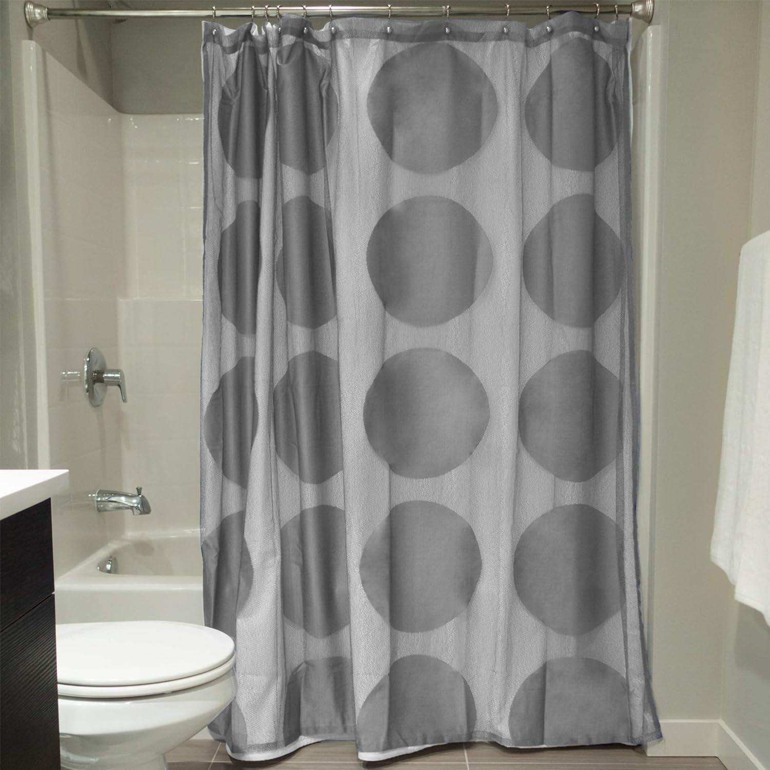 imageDII Translucent Lace Shower Curtain 72x72 Flower Blossom WhiteCircle Gray