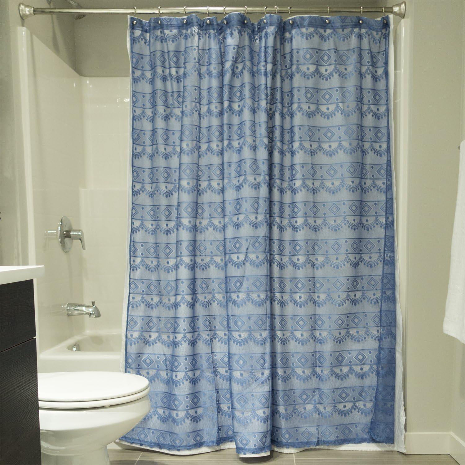 imageDII Translucent Lace Shower Curtain 72x72 Flower Blossom WhiteDiamond Blueberry