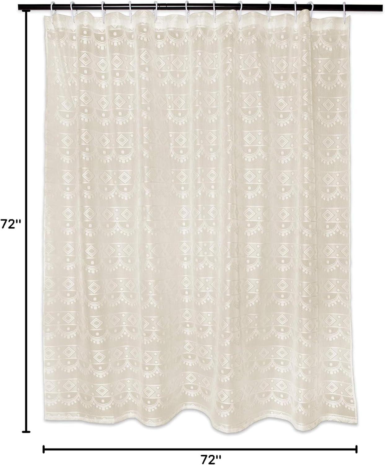 imageDII Translucent Lace Shower Curtain 72x72 Flower Blossom WhiteDiamond Offwhite
