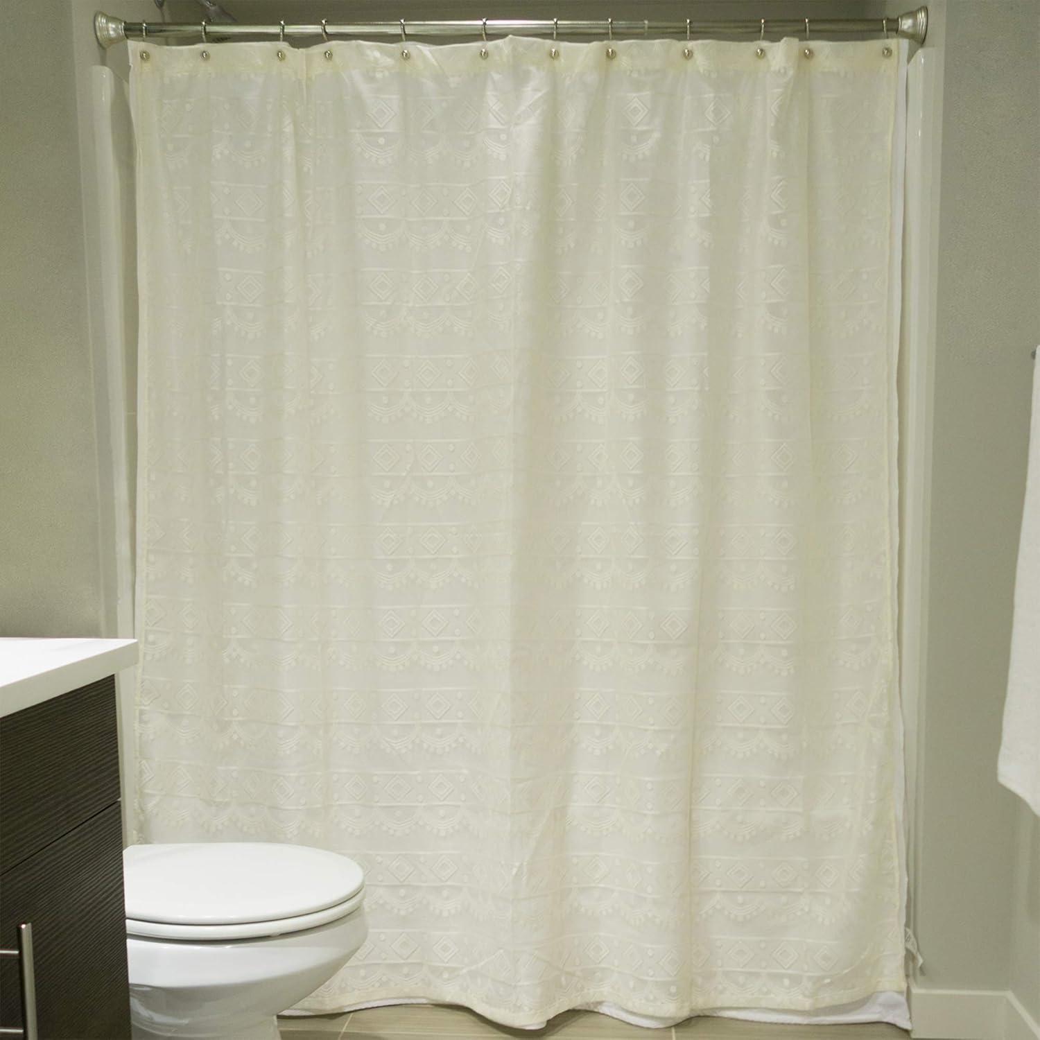 imageDII Translucent Lace Shower Curtain 72x72 Flower Blossom WhiteDiamond Offwhite