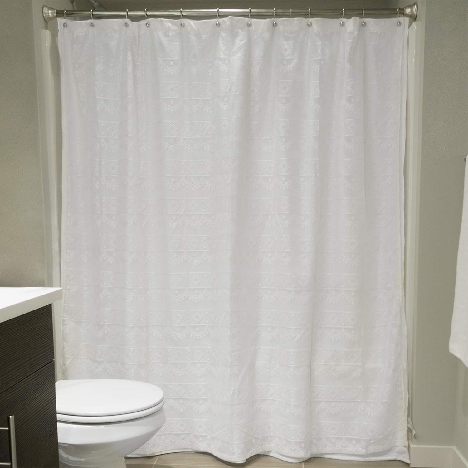 imageDII Translucent Lace Shower Curtain 72x72 Flower Blossom WhiteDiamond White