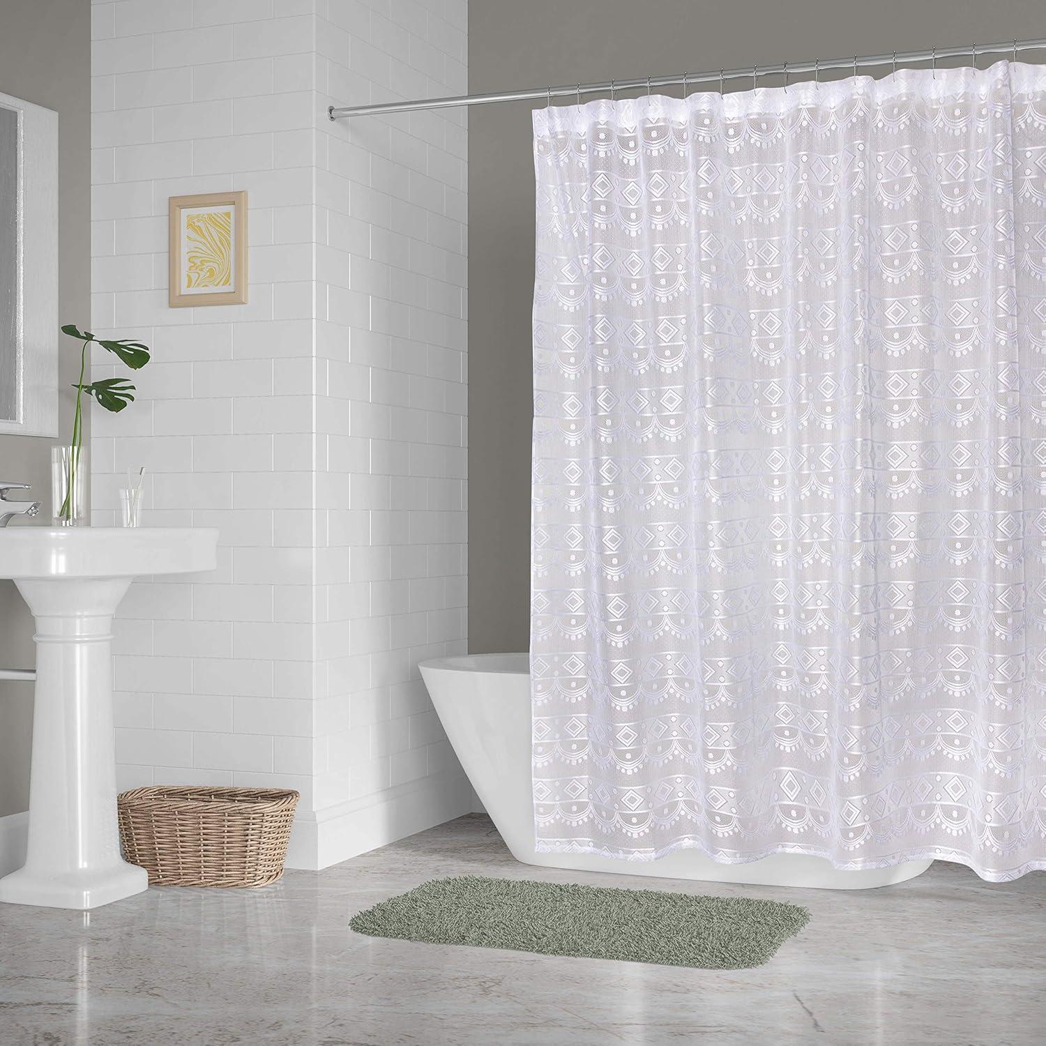 imageDII Translucent Lace Shower Curtain 72x72 Flower Blossom WhiteDiamond White
