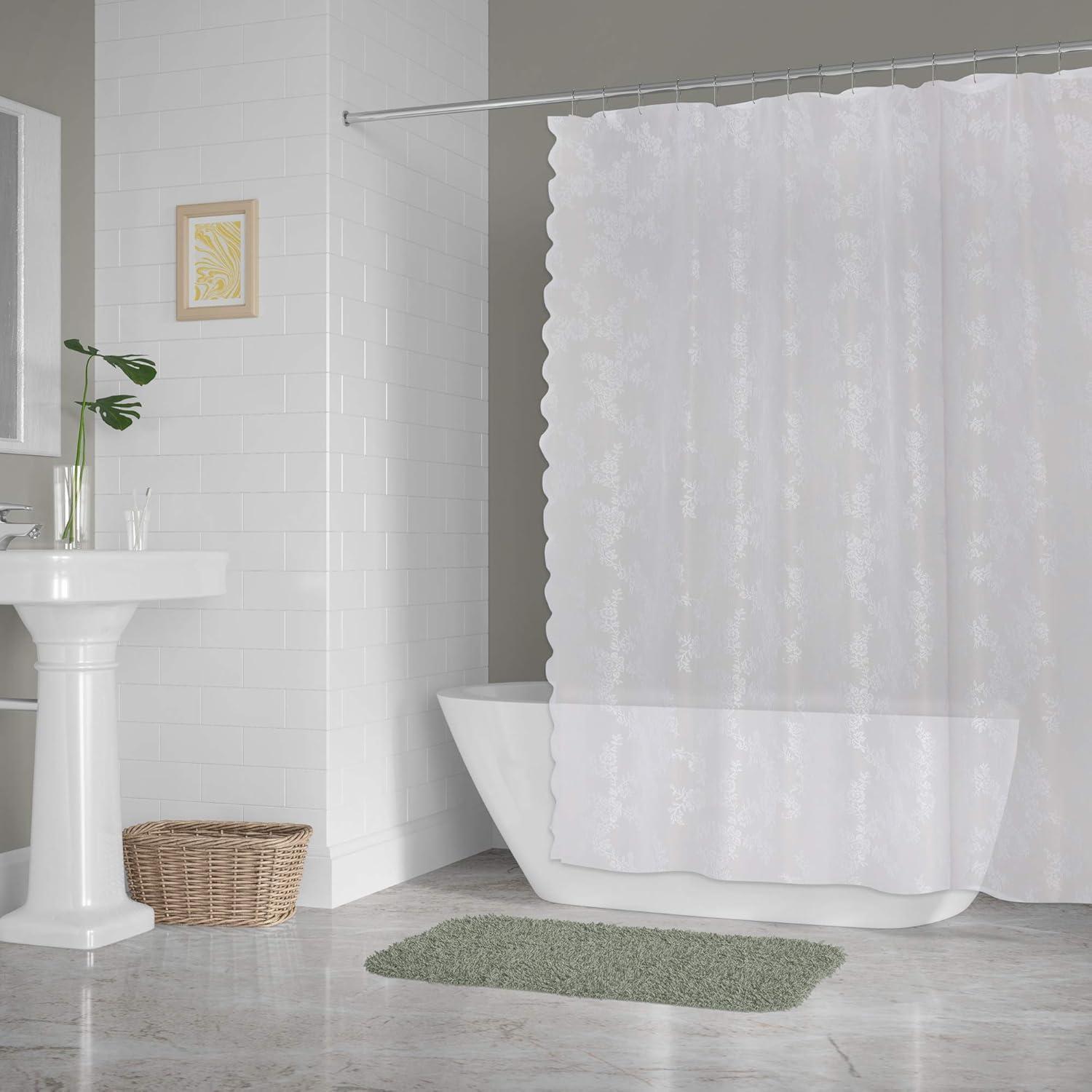 imageDII Translucent Lace Shower Curtain 72x72 Flower Blossom WhiteFlower Blossom White