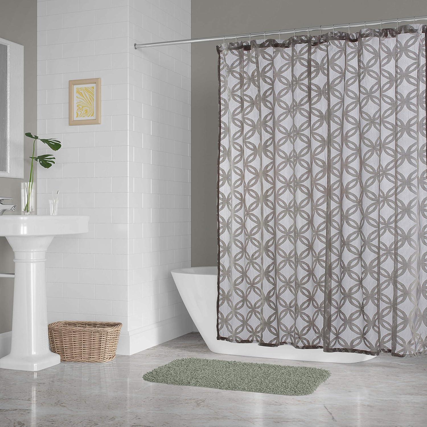 imageDII Translucent Lace Shower Curtain 72x72 Flower Blossom WhiteLattice Gray