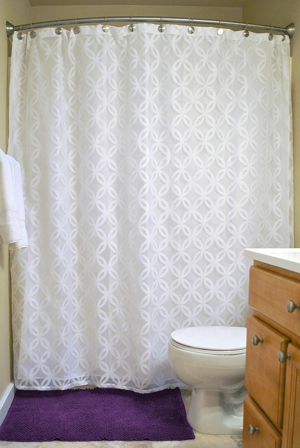imageDII Translucent Lace Shower Curtain 72x72 Flower Blossom WhiteLattice White
