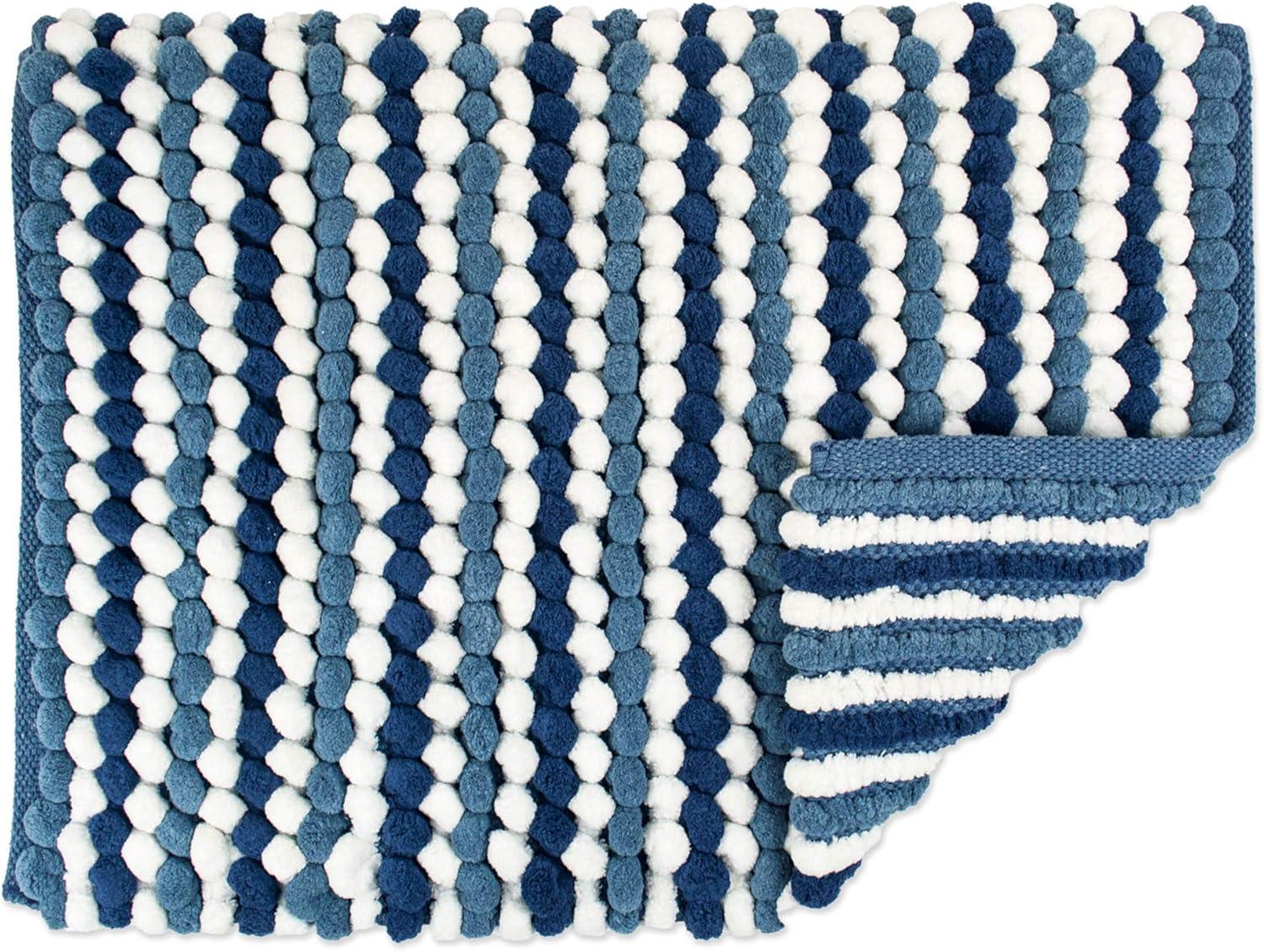 imageDII Ultra Soft Chenille Bath Mat Chunky Popcorn Bath Rug 17x24quot Gray StripeBlue Stripe