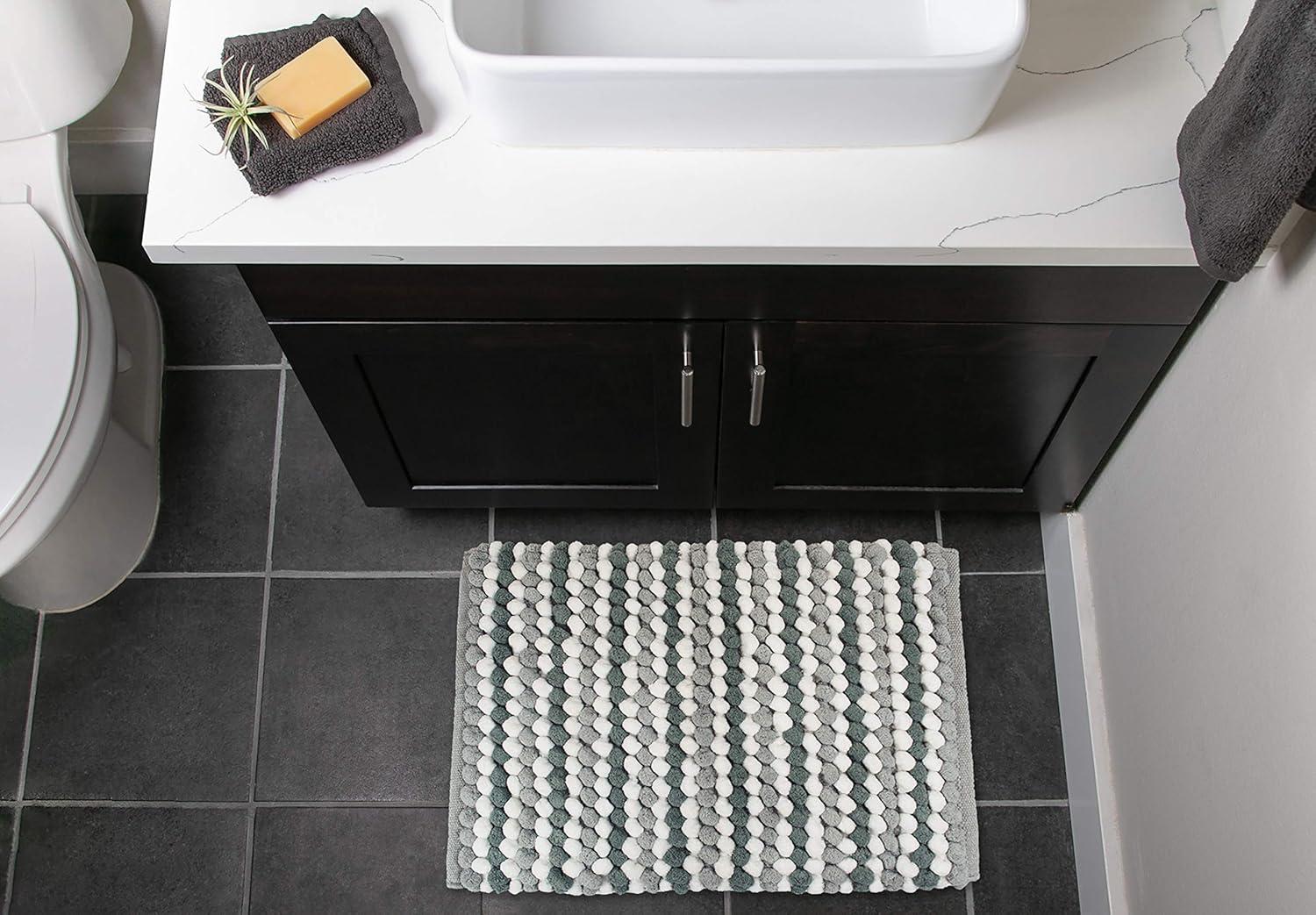 imageDII Ultra Soft Chenille Bath Mat Chunky Popcorn Bath Rug 17x24quot Gray StripeGray Stripe