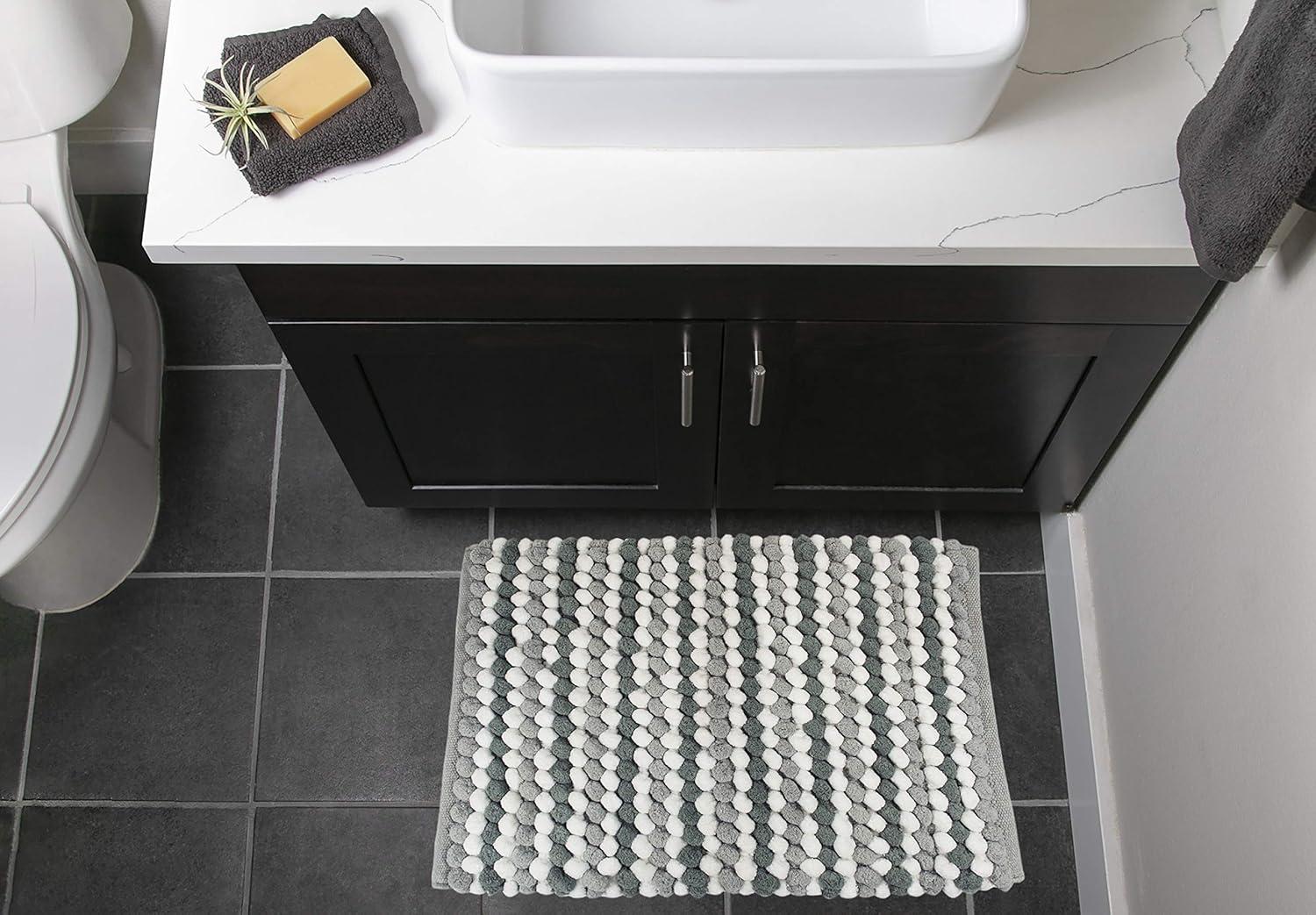 imageDII Ultra Soft Chenille Bath Mat Chunky Popcorn Bath Rug 17x24quot Gray StripeGray Stripe