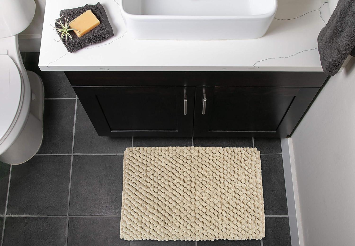 imageDII Ultra Soft Chenille Bath Mat Chunky Popcorn Bath Rug 17x24quot Gray StripeTaupe