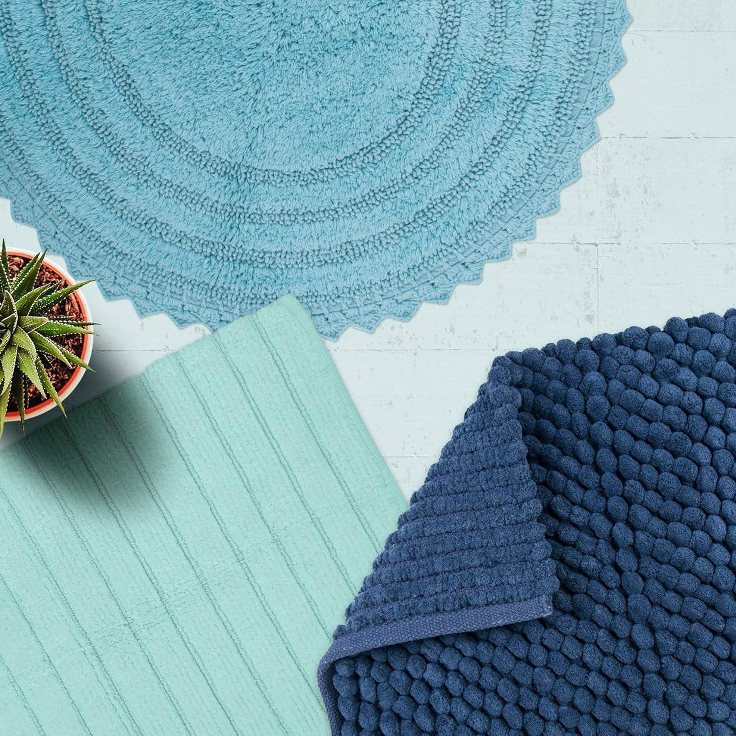 imageDII Ultra Soft Plush Spa Microfiber Shag Chenille Bath Mat Place in Front of Shower Vanity Bath Tub Sink and Toilet 21 x 34  Blue SolidBlue
