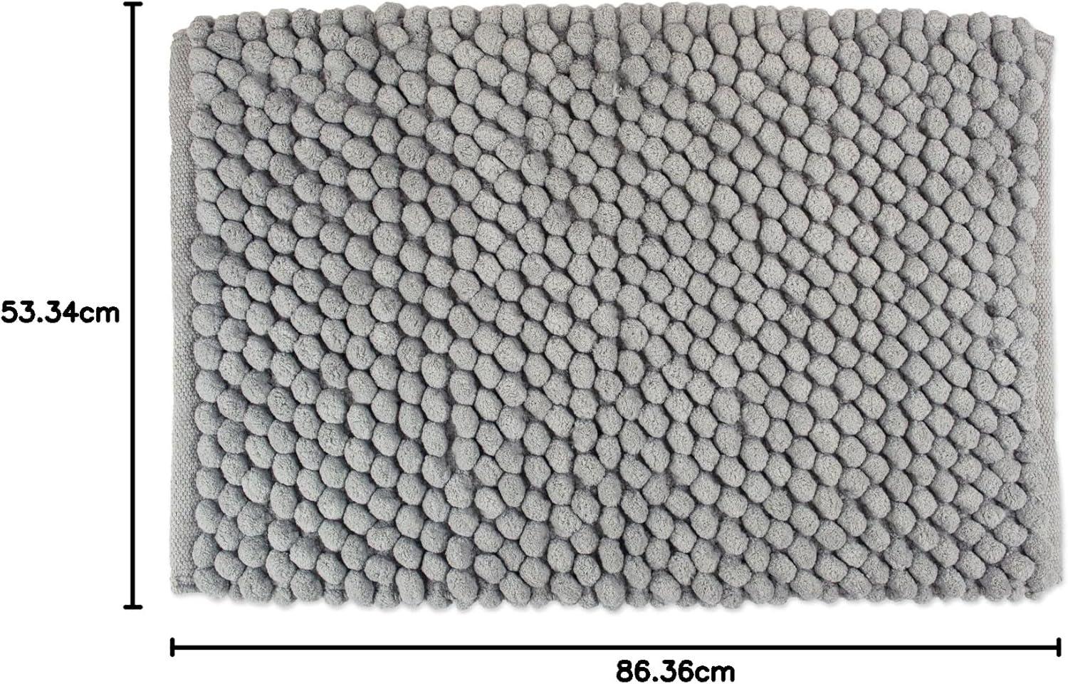 imageDII Ultra Soft Plush Spa Microfiber Shag Chenille Bath Mat Place in Front of Shower Vanity Bath Tub Sink and Toilet 21 x 34  Blue SolidGrey