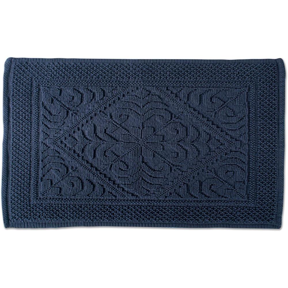 imageDII Decorative Jacquard Bath Rug 20x31 NavyNavy Damask