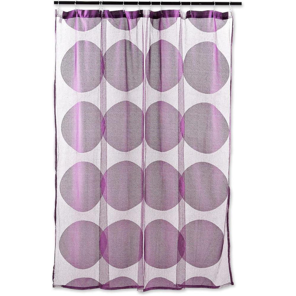 imageDII Translucent Lace Shower Curtain 72x72 Flower Blossom WhiteCircle Eggplant