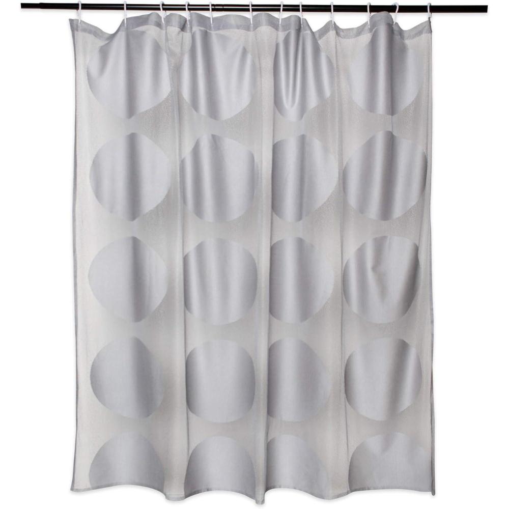 imageDII Translucent Lace Shower Curtain 72x72 Flower Blossom WhiteCircle Gray