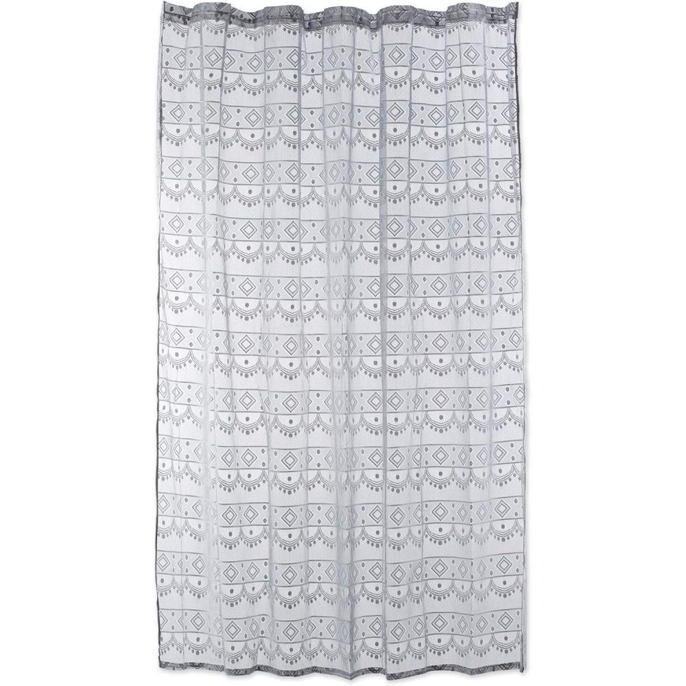 imageDII Translucent Lace Shower Curtain 72x72 Flower Blossom WhiteDiamond Gray
