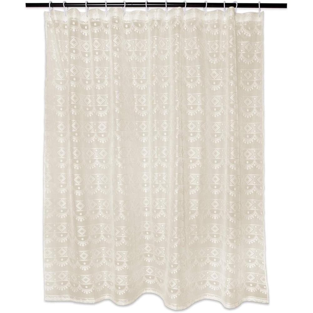 imageDII Translucent Lace Shower Curtain 72x72 Flower Blossom WhiteDiamond Offwhite